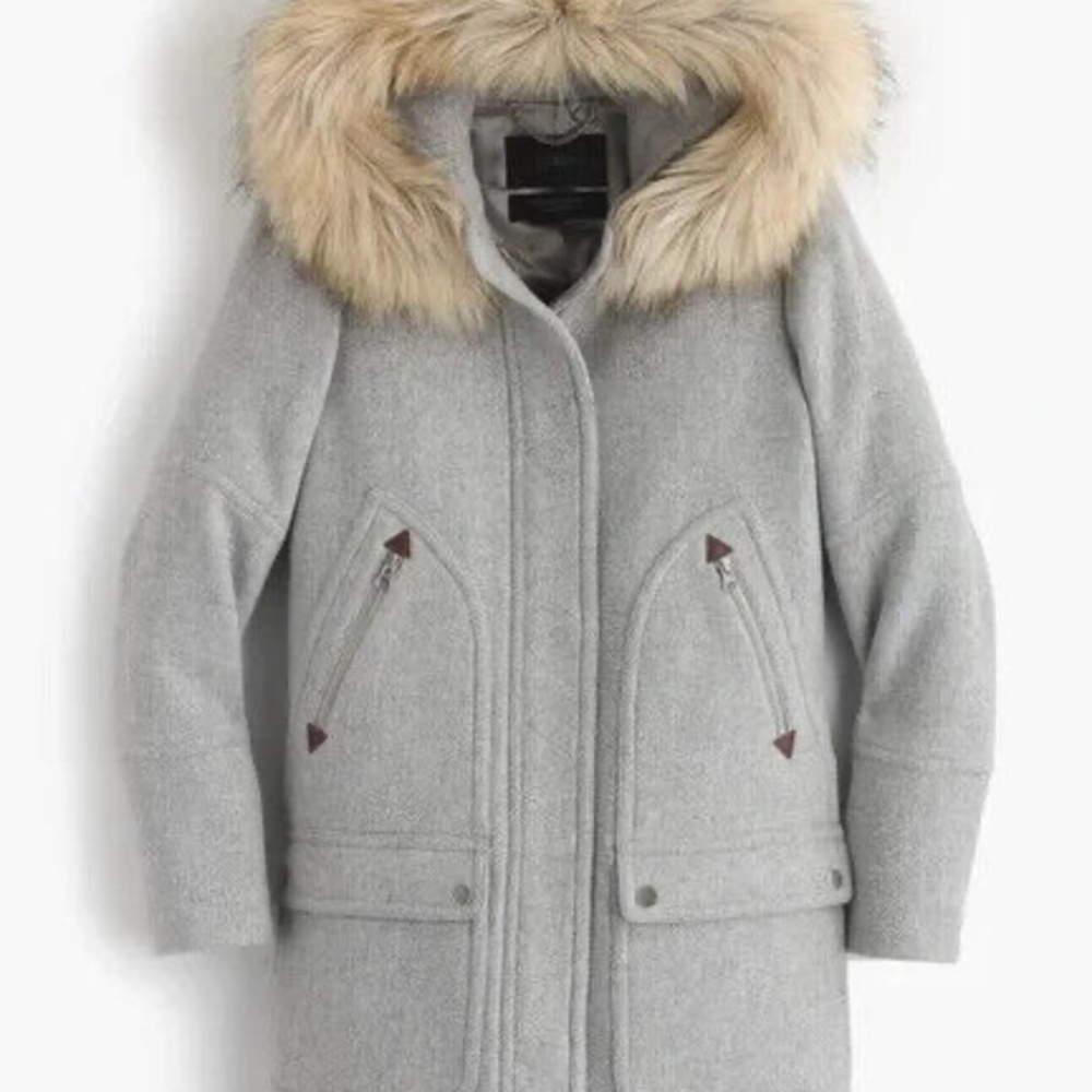 J. Crew Chateau Parka in Italian Stadium Cloth Wool Gray Size 0
